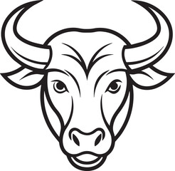 bull line art logo illustration black and white