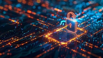 abstract futuristic digital lock key background