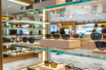 Obraz premium Designer Eyewear Boutique with Sunglasses Display.