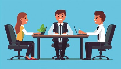 Fototapeta premium Human resource management with employee recruitment, job interview, and hiring process