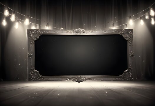 Black frame background glitter bokeh copy space abstract backdrop, banner poster header design