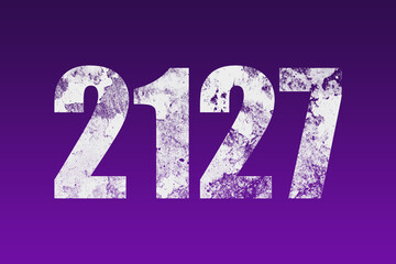 flat white grunge number of 2127 on purple background.	