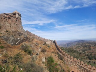 Kumbhalgarh Fort, an old Mewar fort, in the Rajsamand District of Rajasthan state, India. The Great Wall Of India