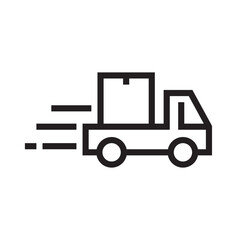 Shipping fast delivery truck icon symbol, Pictogram flat outline design for apps and websites, Isolated on white background, Vector illustration