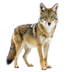 Obraz premium An alert coyote canis latrans isolated on Transparent background.