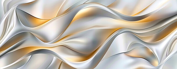 Abstract Metallic Silk Waves with Golden Highlights