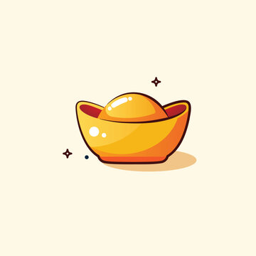 recommend clip art: Chinese new year element - ingot outline illustration, isolated background.