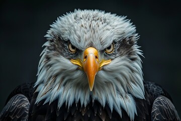 Bald eagle's intense gaze representing power and American spirit. Wildlife concept