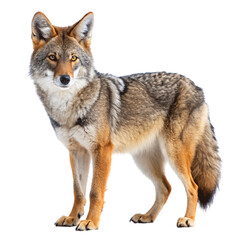 Fototapeta premium An alert coyote canis latrans isolated on Transparent background.