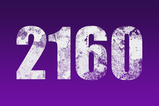 flat white grunge number of 2160 on purple background.	