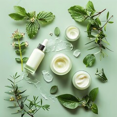 - Make a skincare-themed background using light greens and whites with lots of empty space.