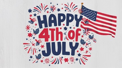 4th of july text, white background