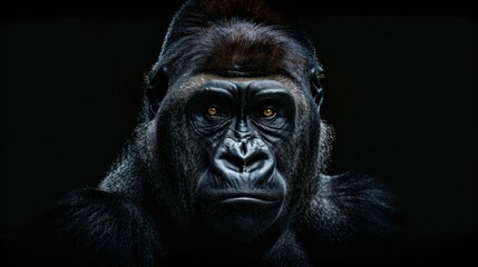 Obraz premium Dark and Furious A Powerful Gorilla Portrait Expressing Anger and Strength in the Wilderness