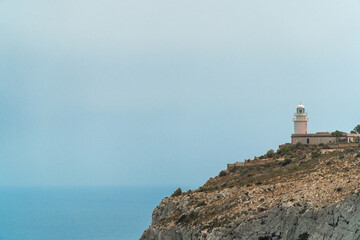 Landscape, San Antonio cape, with a lighthouse, in Jávea, Alicante (Spain).