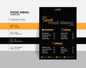 Professional Food Menu Design Template: Perfect for social media marketing and web banner promotions. Elevate your restaurant's branding with our elegant and effective menu templates.