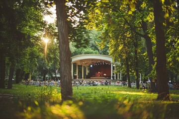 Obraz premium Outdoor summer music festival with audience