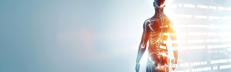 Medical back pain unveiled and x-ray imaging reveals spinal cord issues in background