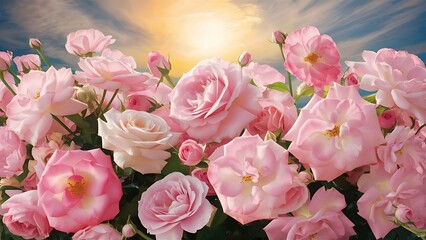 Obraz premium Beautiful pink roses artistic background
