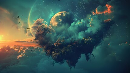 Fototapeta premium Mesmerizing Surreal Fantasy Dreamscape with Nightmarish Elements