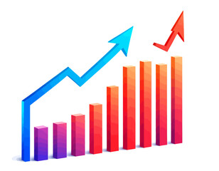 Obraz premium a bar chart with an arrow going up