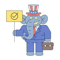 Elephant republican holding check mark sign
