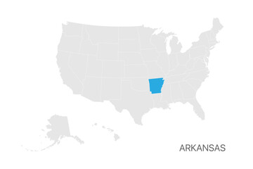 USA map with Arkansas state highlighted easy editable for design