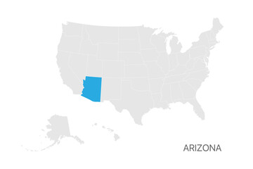 USA map with Arizona state highlighted easy editable for design