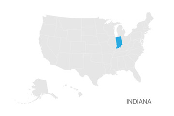 USA map with Indiana state highlighted easy editable for design