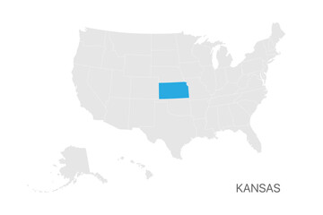 USA map with Kansas state highlighted easy editable for design