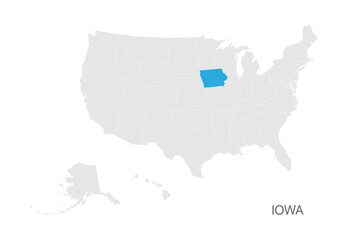 USA map with Iowa state highlighted easy editable for design