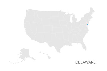 USA map with Delaware state highlighted easy editable for design