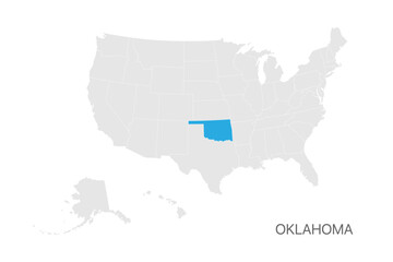 USA map with Oklahoma state highlighted easy editable for design