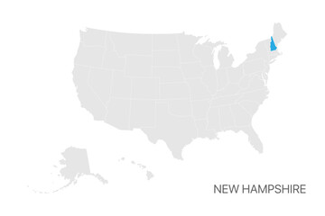 Obraz premium USA map with New Hampshire state highlighted easy editable for design