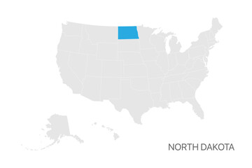 USA map with North Dakota state highlighted easy editable for design