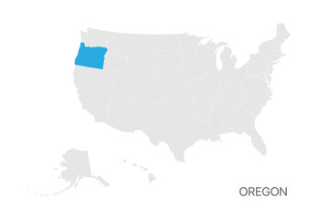 USA map with Oregon state highlighted easy editable for design