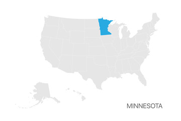 USA map with Minnesota state highlighted easy editable for design