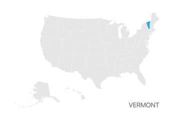 USA map with Vermont state highlighted easy editable for design