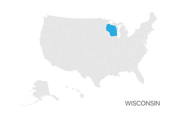 Obraz premium USA map with Wisconsin state highlighted easy editable for design