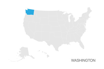 Fototapeta premium USA map with Washington state highlighted easy editable for design
