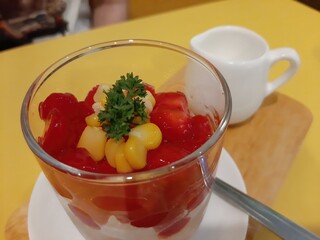 Sweet Dessert with Strawberry and Corn