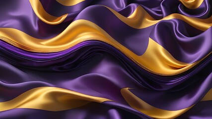 Obraz premium Abstract Background with 3D Wave Bright Gold and Purple Gradient Silk Fabric