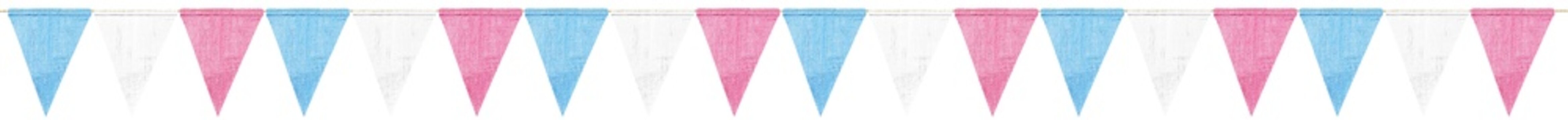 Guirlande de fanions  tricolores sur ficelle, fond blanc 