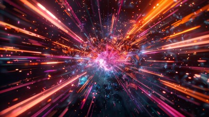 Naklejka premium abstract neon background with colorful glowing lines