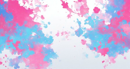 Abstract Background with Vivid Floral Splashes in Hot Pink and Electric Blue