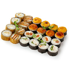 Asian sushi set of various sushi rolls