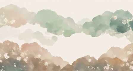 Obraz premium Abstract Background with Earthy Floral Hues in Green, Black, Orange and Brown Palette