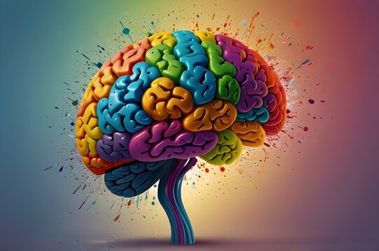 A mental state in the human mind is represented by rainbow colors.