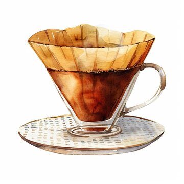 watercolor coffee pour over glass cup clip art preview