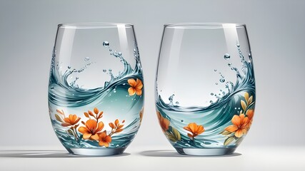 Transparent water illustration by Vita with hand painted details