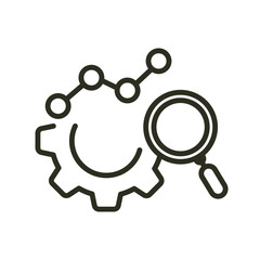 Market research outline icon. Magnifying glass financial business or marketing targeting vector icon illustration image